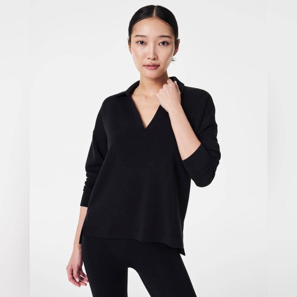 Spanx® Womens  Airessentials Polo Top, Black size small
